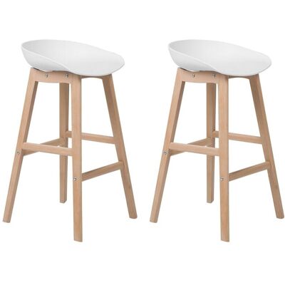 Beliani Lot de 2 chaises de bar blanc Blanc 46x85x42cm - Publicité Beliani Lot de 2 chaises de bar blanc Blanc 46x85x42cm - Publicité