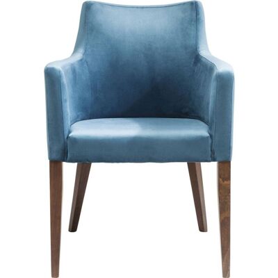 Fauteuil Kare Design - Velours Bleu - Pieds en Bois - Design Élégant - Publicité Fauteuil Kare Design - Velours Bleu - Pieds en Bois - Design Élégant - Publicité