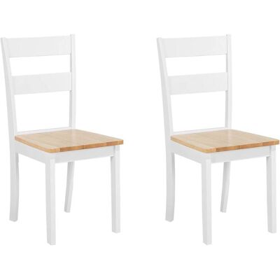 Beliani Lot de 2 chaises de salle à manger en bois blanc 40x89cm Blanc 43x89x45cm - Publicité Beliani Lot de 2 chaises de salle à manger en bois blanc 40x89cm Blanc 43x89x45cm - Publicité