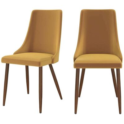 Maison Pavane Lot de 2 chaises en velours jaune moutarde Jaune 51x92x58cm - Publicité Maison Pavane Lot de 2 chaises en velours jaune moutarde Jaune 51x92x58cm - Publicité