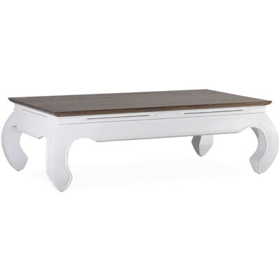 Moycor Table Basse en Bois - 125x40x70cm - Marron et Blanc - Table Basse - Publicité Moycor Table Basse en Bois - 125x40x70cm - Marron et Blanc - Table Basse - Publicité