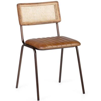 MOYCOR Chaise en métal et cuir marron Marron 46x78x50cm - Publicité MOYCOR Chaise en métal et cuir marron Marron 46x78x50cm - Publicité