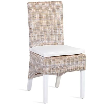 MOYCOR Chaise en rotin beige blanchi avec coussin Beige 47x97x54cm - Publicité MOYCOR Chaise en rotin beige blanchi avec coussin Beige 47x97x54cm - Publicité