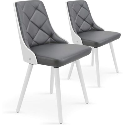 Menzzo Lot de 2 chaises scandinaves blanc & gris Blanc 61x49x49cm - Publicité Menzzo Lot de 2 chaises scandinaves blanc & gris Blanc 61x49x49cm - Publicité