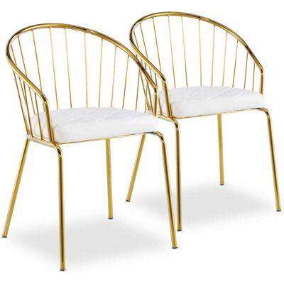 Menzzo Lot de 2 chaises/fauteuils simili blanc Blanc 47x77x55cm - Publicité Menzzo Lot de 2 chaises/fauteuils simili blanc Blanc 47x77x55cm - Publicité