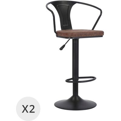 MOYCOR Set de 2 tabourets de bar pivotants en métal et simili-cuir Noir 47x88x50cm - Publicité MOYCOR Set de 2 tabourets de bar pivotants en métal et simili-cuir Noir 47x88x50cm - Publicité