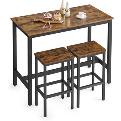 VASAGLE Ensemble table de bar avec 2 tabourets effet bois marron rustique Marron 120x90x60cm - Publicité VASAGLE Ensemble table de bar avec 2 tabourets effet bois marron rustique Marron 120x90x60cm - Publicité