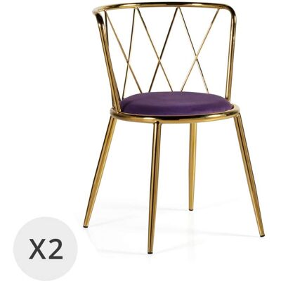 MOYCOR Set de 2 chaises en acier chromé bicolore Doré 49x75x43cm - Publicité MOYCOR Set de 2 chaises en acier chromé bicolore Doré 49x75x43cm - Publicité