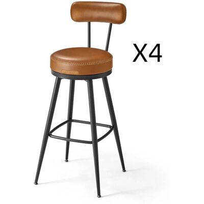 VASAGLE Tabouret de bar lot de 4 PU avec coutures hauteur 76 cm marron caramel Marron 57x101x57cm - Publicité VASAGLE Tabouret de bar lot de 4 PU avec coutures hauteur 76 cm marron caramel Marron 57x101x57cm - Publicité