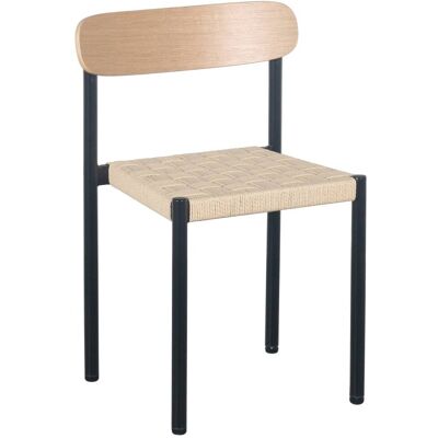 Selsey Chaise avec assise tressée épaisse aspect chêne / noir Beige 51x78x51cm - Publicité Selsey Chaise avec assise tressée épaisse aspect chêne / noir Beige 51x78x51cm - Publicité