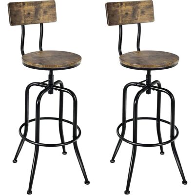 Giantex Ensemble de 2 tabourets de bar industriels 54 x 54x 98-106cm Marron 54x106x54cm - Publicité Giantex Ensemble de 2 tabourets de bar industriels 54 x 54x 98-106cm Marron 54x106x54cm - Publicité
