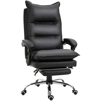 Vinsetto Fauteuil de bureau direction inclinable repose-pied intégré noir Noir 66x130x72cm - Publicité Vinsetto Fauteuil de bureau direction inclinable repose-pied intégré noir Noir 66x130x72cm - Publicité