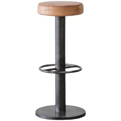 Mathi Design Tabouret de bar en acier et cuir naturel Marron 0x65cm - Publicité Mathi Design Tabouret de bar en acier et cuir naturel Marron 0x65cm - Publicité