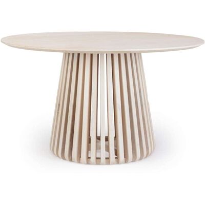 Mathi Design Table de repas ronde en bois de manguier clair Beige 130x75cm - Publicité Mathi Design Table de repas ronde en bois de manguier clair Beige 130x75cm - Publicité