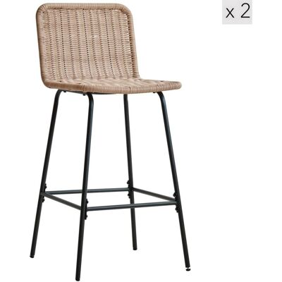 Nordlys Lot de 2 tabourets de bar en métal et fibres Marron 47x103x48cm - Publicité Nordlys Lot de 2 tabourets de bar en métal et fibres Marron 47x103x48cm - Publicité