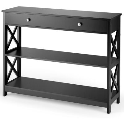 Giantex Table console moderne triple noire Noir 100x80x30cm - Publicité Giantex Table console moderne triple noire Noir 100x80x30cm - Publicité