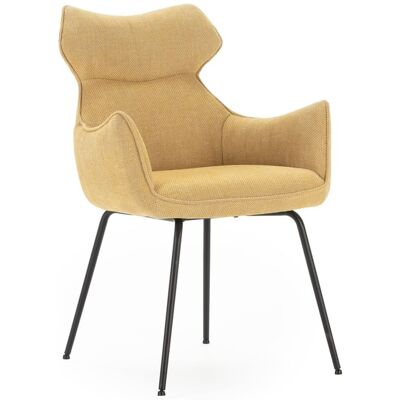 That's Casa Lot de 2 fauteuils en velours côtelé avec pieds en métal 60x65 h90 cm Jaune 60x91x65cm - Publicité That's Casa Lot de 2 fauteuils en velours côtelé avec pieds en métal 60x65 h90 cm Jaune 60x91x65cm - Publicité