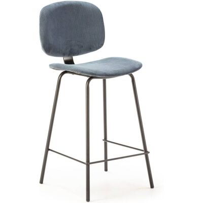 ARUS - CALICOSY - Lot de 2 tabourets velours capitonné - Pieds en métal noir - Stool - Publicité ARUS - CALICOSY - Lot de 2 tabourets velours capitonné - Pieds en métal noir - Stool - Publicité