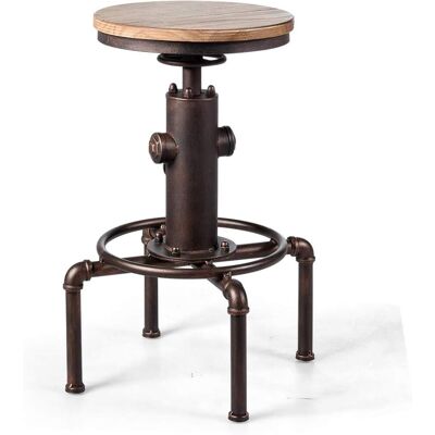 Giantex Tabouret de bar industriel réglable en hauteur 60-75cm Marron 45x75x45cm - Publicité Giantex Tabouret de bar industriel réglable en hauteur 60-75cm Marron 45x75x45cm - Publicité