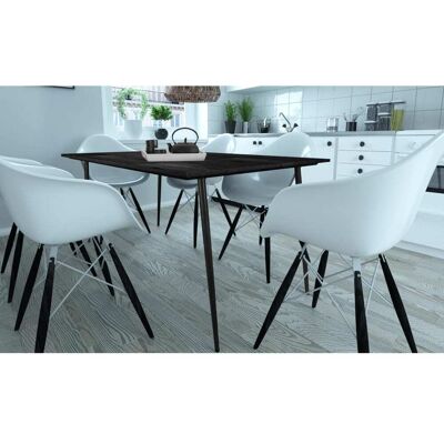Loft24 Table à manger en effet bois noir 8 personnes l160 Noir 90x76x160cm - Publicité Loft24 Table à manger en effet bois noir 8 personnes l160 Noir 90x76x160cm - Publicité