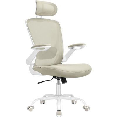 SONGMICS Chaise de bureau ergonomique tissu en maille support lombaire beige Beige 64x130x64cm - Publicité SONGMICS Chaise de bureau ergonomique tissu en maille support lombaire beige Beige 64x130x64cm - Publicité
