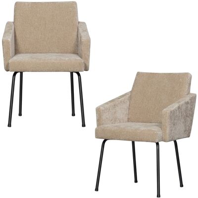 WOOOD Lot de 2 chaises de table en chenille sable Beige 65x82x61cm - Publicité WOOOD Lot de 2 chaises de table en chenille sable Beige 65x82x61cm - Publicité