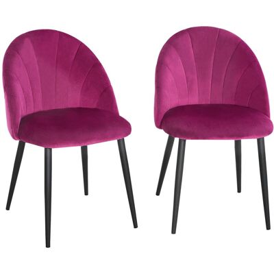 Homcom Lot de 2 chaises pieds métal noir velours bordeaux Rouge 52x79x54cm - Publicité Homcom Lot de 2 chaises pieds métal noir velours bordeaux Rouge 52x79x54cm - Publicité