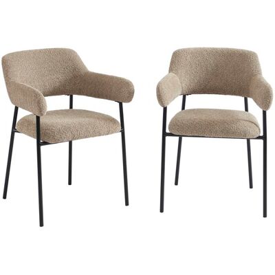 Baita Lot de 2 fauteuils repas tissu marron glacé pieds métal noir Marron 58x80x57cm - Publicité Baita Lot de 2 fauteuils repas tissu marron glacé pieds métal noir Marron 58x80x57cm - Publicité