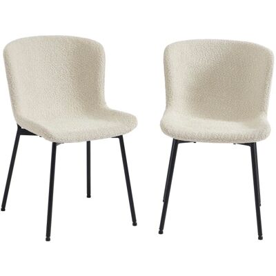 Baita Lot de 2 chaises tissu beige pieds métal noir Beige 61x79x54cm - Publicité Baita Lot de 2 chaises tissu beige pieds métal noir Beige 61x79x54cm - Publicité