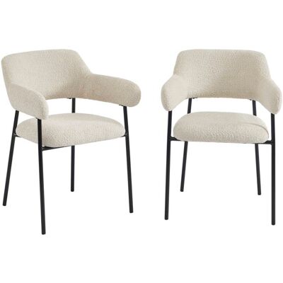 Baita Lot de 2 fauteuils repas tissu beige pieds métal noir Beige 58x80x57cm - Publicité Baita Lot de 2 fauteuils repas tissu beige pieds métal noir Beige 58x80x57cm - Publicité