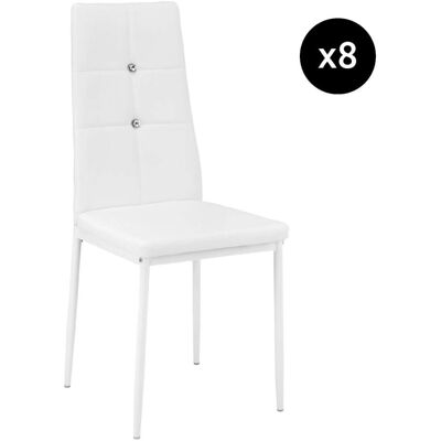 Tectake Lot de 8 chaises avec strass Blanc 40x97x42cm - Publicité Tectake Lot de 8 chaises avec strass Blanc 40x97x42cm - Publicité