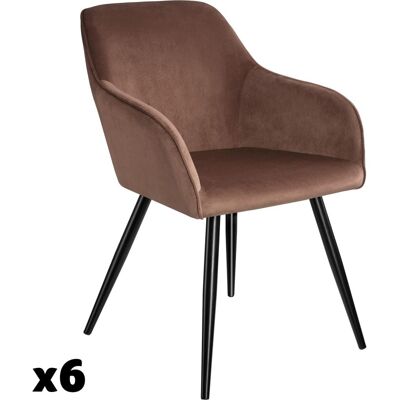 Tectake Lot 6 chaises effet velours rembourrées ergonomiques brun et noir Marron 62x82x58cm - Publicité Tectake Lot 6 chaises effet velours rembourrées ergonomiques brun et noir Marron 62x82x58cm - Publicité