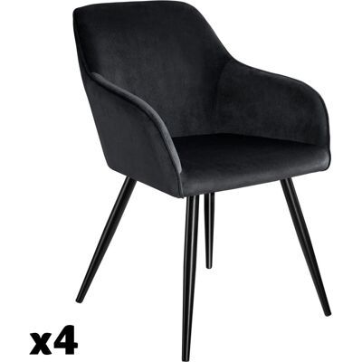 Tectake Lot 4 chaises ergonomiques cuir synthétique aspect velours noir Noir 62x82x58cm - Publicité Tectake Lot 4 chaises ergonomiques cuir synthétique aspect velours noir Noir 62x82x58cm - Publicité