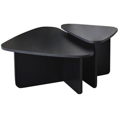 Calicosy Lot de 2 tables basses formes triangles l90/l60 cm - noir Noir 90x35x60cm - Publicité Calicosy Lot de 2 tables basses formes triangles l90/l60 cm - noir Noir 90x35x60cm - Publicité