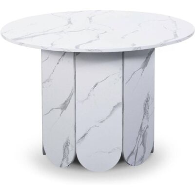 Menzzo Table ronde style japandi extensible 310cm rallonges intégrées effet Blanc 110x76x110cm - Publicité Menzzo Table ronde style japandi extensible 310cm rallonges intégrées effet Blanc 110x76x110cm - Publicité