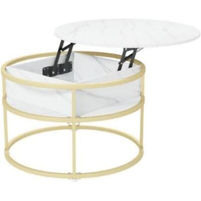 Giantex Table basse ronde relevable à 2 niveaux blanc Blanc 80x63x80cm - Publicité Giantex Table basse ronde relevable à 2 niveaux blanc Blanc 80x63x80cm - Publicité