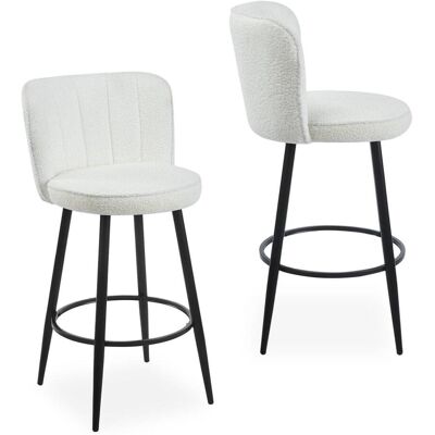 Menzzo Lot de 2 chaises de bar au dossier incurvé tissu bouclette crème Beige 45x105x50cm - Publicité Menzzo Lot de 2 chaises de bar au dossier incurvé tissu bouclette crème Beige 45x105x50cm - Publicité