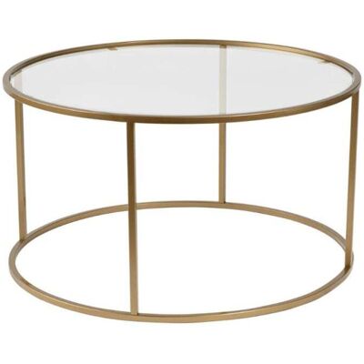 Calicosy Table basse ronde plateau en verre d80 cm - doré Doré 80x43x80cm - Publicité Calicosy Table basse ronde plateau en verre d80 cm - doré Doré 80x43x80cm - Publicité