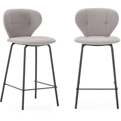 Maura - Lot de 2 tabourets - Pieds noirs - PU - Publicité Maura - Lot de 2 tabourets - Pieds noirs - PU - Publicité