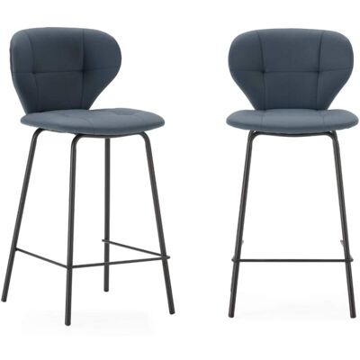 Calicosy Lot de 2 tabourets avec pieds en métal noir h67 cm Gris 45x67x52cm - Publicité Calicosy Lot de 2 tabourets avec pieds en métal noir h67 cm Gris 45x67x52cm - Publicité