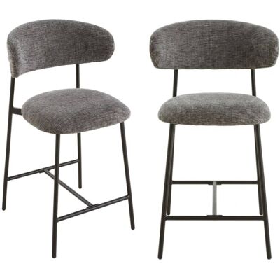 Calicosy Lot de 2 tabourets en tissu chiné et pieds en métal h94 cm - gris Gris 51x94x46cm - Publicité Calicosy Lot de 2 tabourets en tissu chiné et pieds en métal h94 cm - gris Gris 51x94x46cm - Publicité