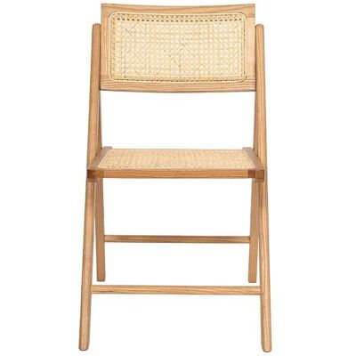 Drawer Chaise pliante en cannage et bois - bois clair Marron 47x80x50cm - Publicité Drawer Chaise pliante en cannage et bois - bois clair Marron 47x80x50cm - Publicité