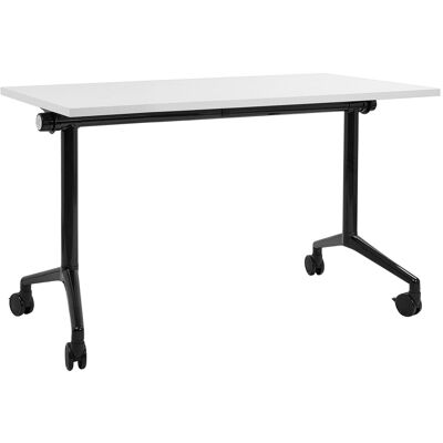 Beliani Bureau pliable 120 cm 60 cm avec roues blanc Blanc 60x75x120cm - Publicité Beliani Bureau pliable 120 cm 60 cm avec roues blanc Blanc 60x75x120cm - Publicité