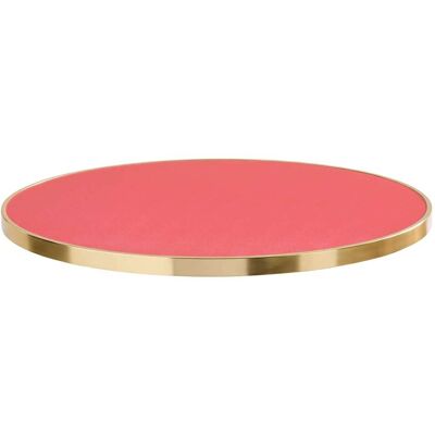 Oviala Plateau de table rond blanc avec cerclage doré 60 cm framboise /doré Rouge 0x2cm - Publicité Oviala Plateau de table rond blanc avec cerclage doré 60 cm framboise /doré Rouge 0x2cm - Publicité