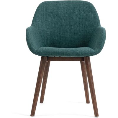 Zago Chaise de table avec accoudoirs tissu vert emeraude pied chêne foncé Vert 58x83x54cm - Publicité Zago Chaise de table avec accoudoirs tissu vert emeraude pied chêne foncé Vert 58x83x54cm - Publicité