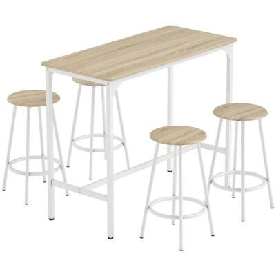 Homcom Ensemble table de bar 4 tabourets industriel métal aspect bois Marron 110x90x50cm - Publicité Homcom Ensemble table de bar 4 tabourets industriel métal aspect bois Marron 110x90x50cm - Publicité
