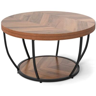 Giantex Table basse ronde à 2 niveaux avec pieds réglables marron 80 x 45 cm Marron 80x45x80cm - Publicité Giantex Table basse ronde à 2 niveaux avec pieds réglables marron 80 x 45 cm Marron 80x45x80cm - Publicité