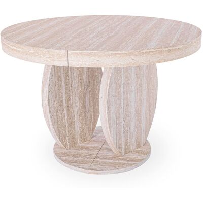 Menzzo Table ovale extensible l110-260cm avec pieds design effet travertin Beige 110x76x100cm - Publicité Menzzo Table ovale extensible l110-260cm avec pieds design effet travertin Beige 110x76x100cm - Publicité