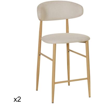 Happy Garden Lot de 2 tabourets de bar en tissu beige et métal effet bois clair Beige 51x97x47cm - Publicité Happy Garden Lot de 2 tabourets de bar en tissu beige et métal effet bois clair Beige 51x97x47cm - Publicité