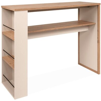 Calicosy Table de bar 4 niches effet chêne et cachemire l110 cm Beige 110x138x55cm - Publicité Calicosy Table de bar 4 niches effet chêne et cachemire l110 cm Beige 110x138x55cm - Publicité